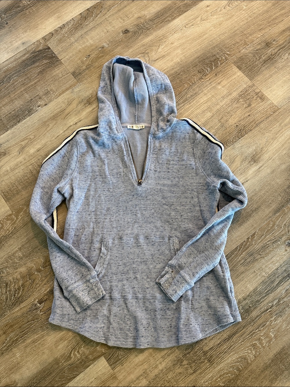 Ruff Hewm Light Blue waffle Hooded Half-Zip Pullover Sweater sz l